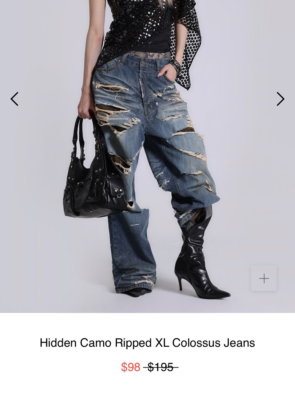 Jaded London Oversized Ripped Jeans in Blue with Black Accents